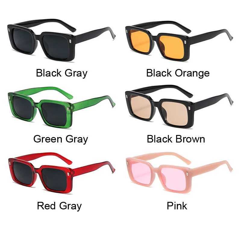 Vintage Rivet Square Sunglasses Woman Brand Designer Personality Sun Glasses Female Fashion Orange Retro Oculos De Sol Z250411