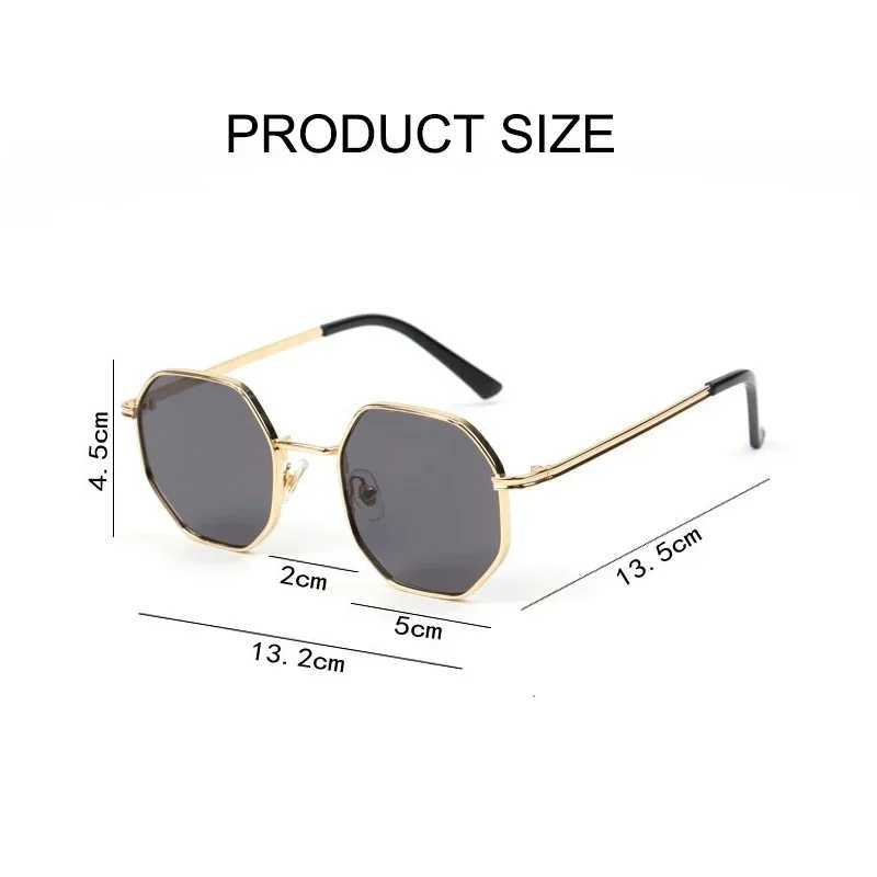 Fashion Boys Girls Octagon Metal Sunglasses Polygon Trend Childrens Sun Glasses Kids Outdoor UV400 Eyewear Z250411