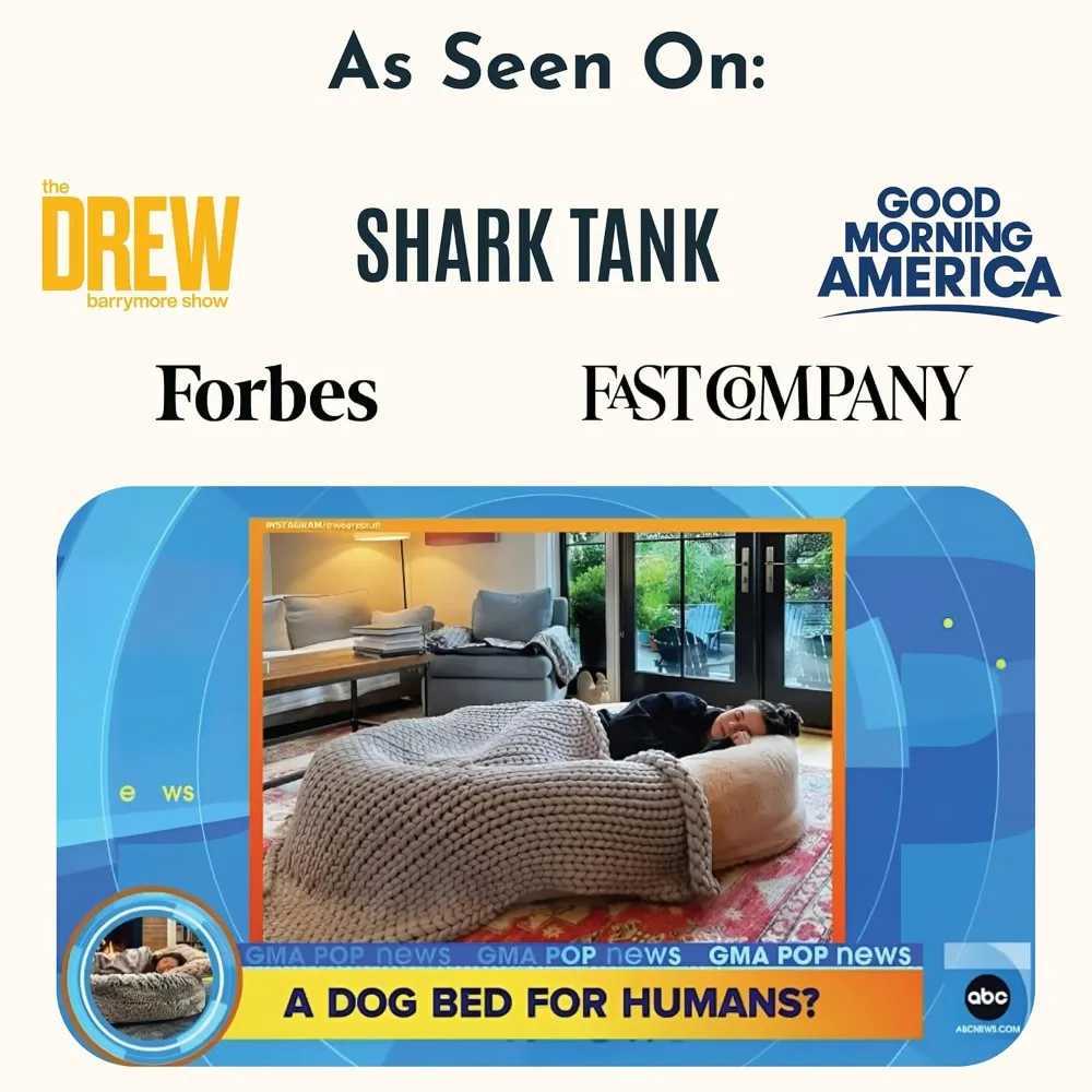 Primitive human dog beds for adults children and pets. As seen by Shark Tank. Plush soy bag with memory foam Mac X250412