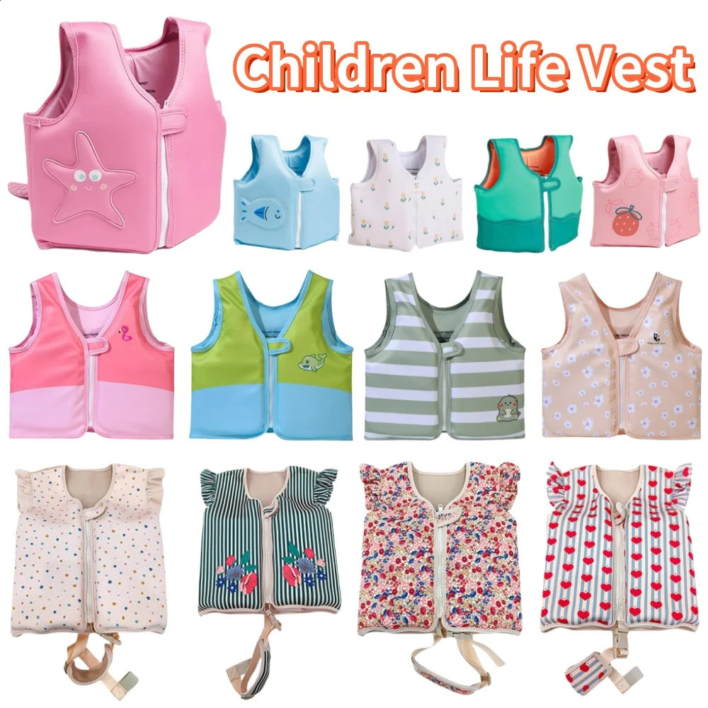 Kids Life Vest Toddlers Swim Vest Cartoon Swimsuit Children Swimming Aid Buoyancy Floatation Jackets Swimming Pool Accessories 250411
