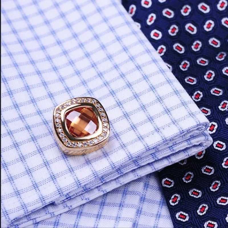Luxury French mens cufflinks red and black champagne zircon mens business banquet jewelry mens wedding accessoriesT250412