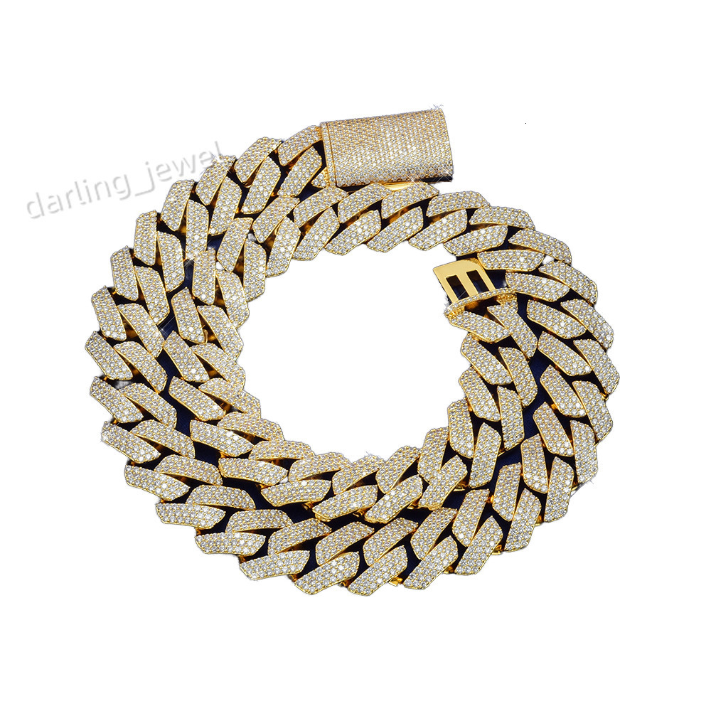 S925 Silver Moissanite Cuban Hip Hop 20mm Necklace and Bracelet