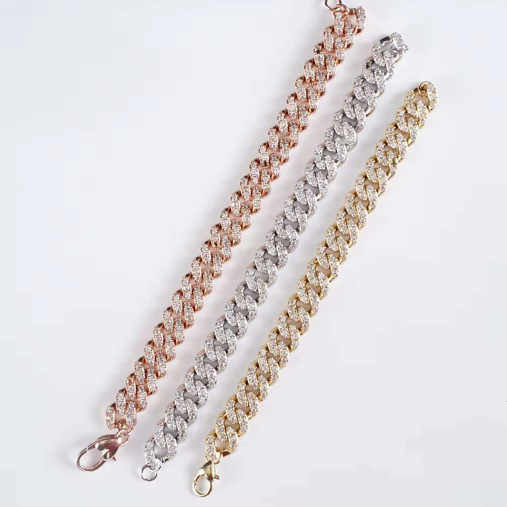 12mm 18k Gold Cuban Chain Baguette Hip Hop Jewelry Necklace Wholesale
