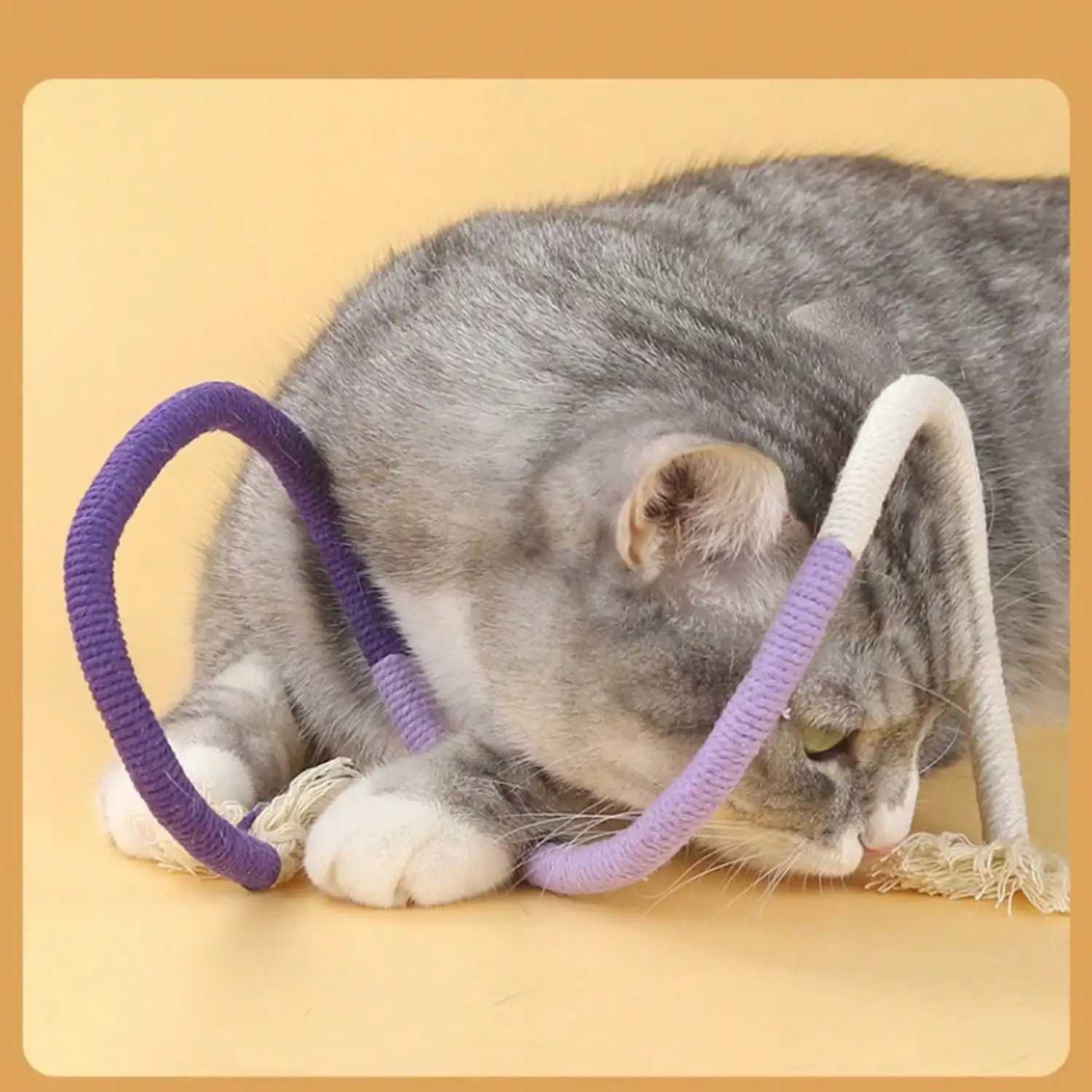 Cotton rope toy 27.55-inch colored blocked cotton rope toy safe cat toy for chewing teeth used for boredom and stimulation Y250412