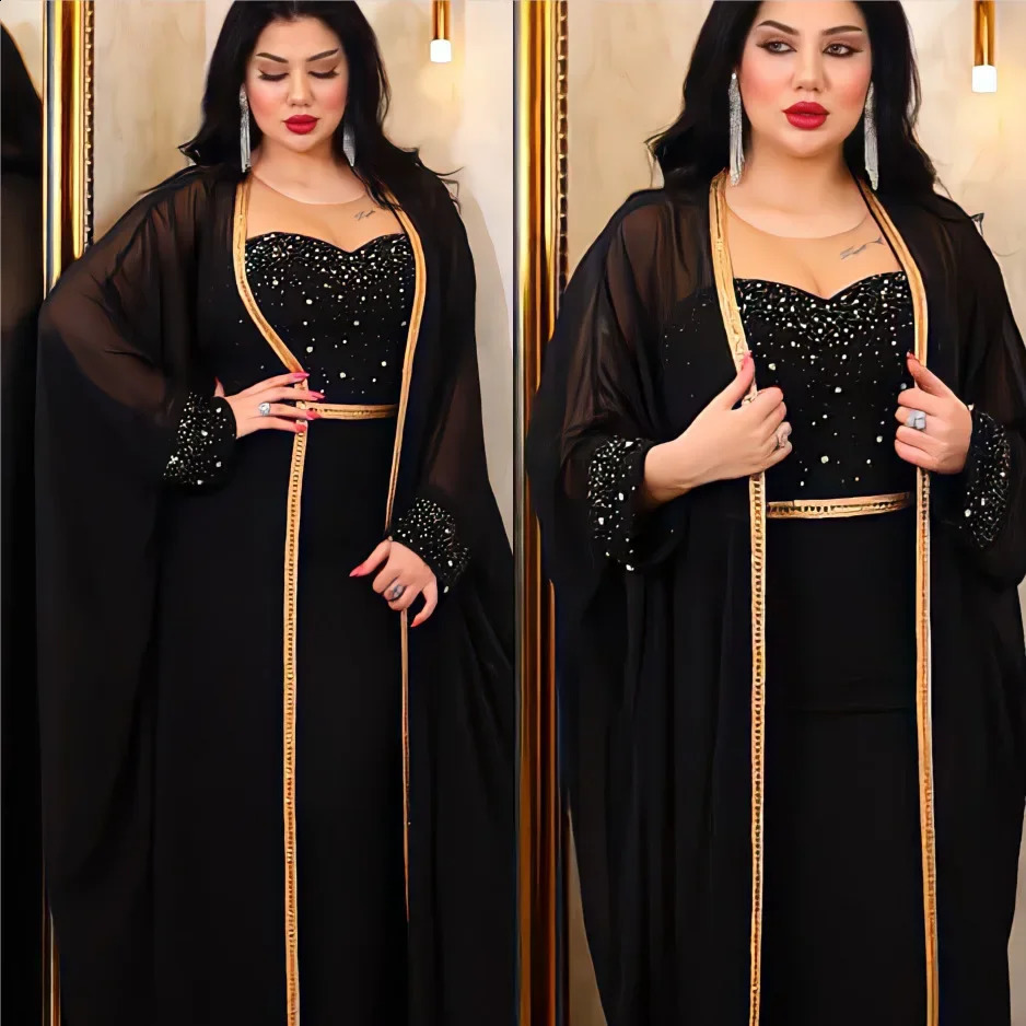 Muslim Womens Clothing Abaya Dubai Kaftan Maxi Dress y 2piece Set Party Evening 250411