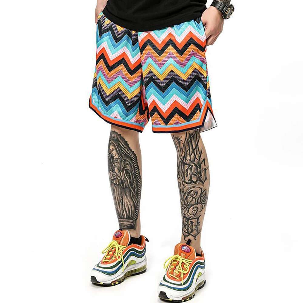 American Retro Hiphop Shorts Men's Loose High Street Bo Sports Casual Fashion Straight Five-point Pants Summer