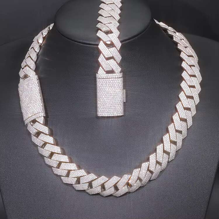 Customized Heavy Cuban Chain Sterling Silver Iced Out 4 Rows VVS Moissanite Diamond Chain Link for Mens Hiphop Necklace