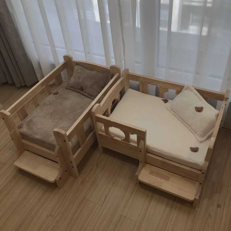 Cat Dog Solid Wood Off Ground Dog House Pet Bed Pet House Furniture Product Supply Bed Accessories Comfortable and Durable X250412