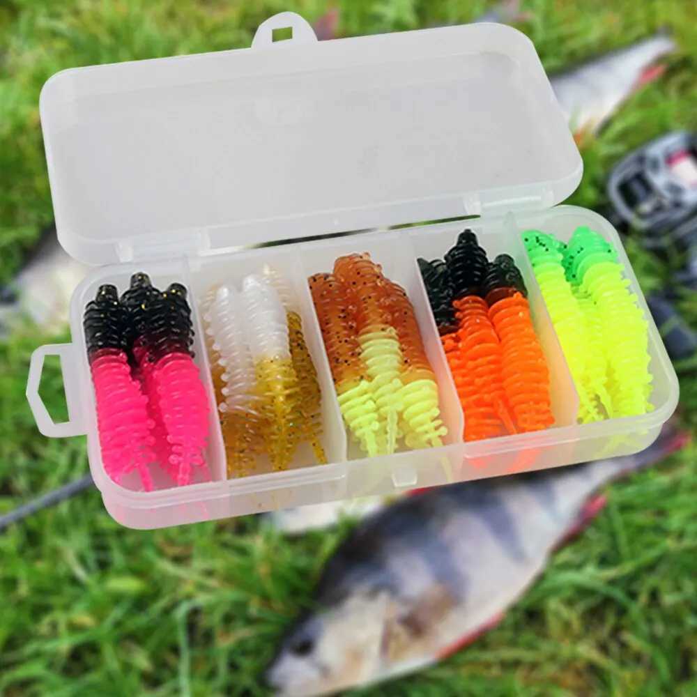 High Quality Fishing Lure 5cm 1.27G Soft 30pcs Needle Tail Worm For Trout Fishing Soft Bait With Box Soft Lure Kit For Perch Z250411