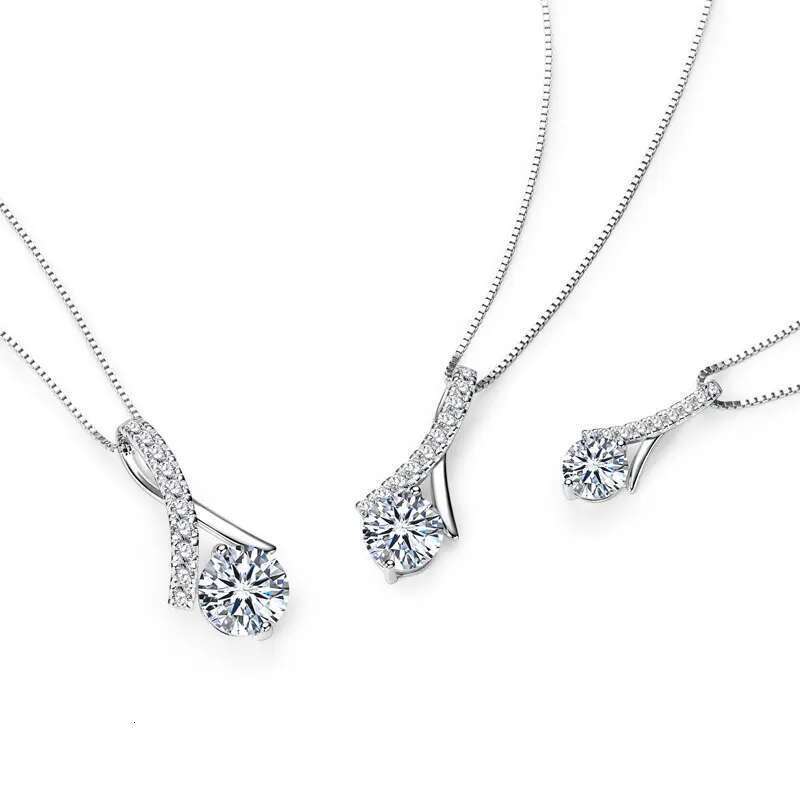 Anziw 2025 1CT 2CT 3CT Round Moissanite Infinity Pendant Necklace for Women Adjustable Chain S Sier Valentine's Gift