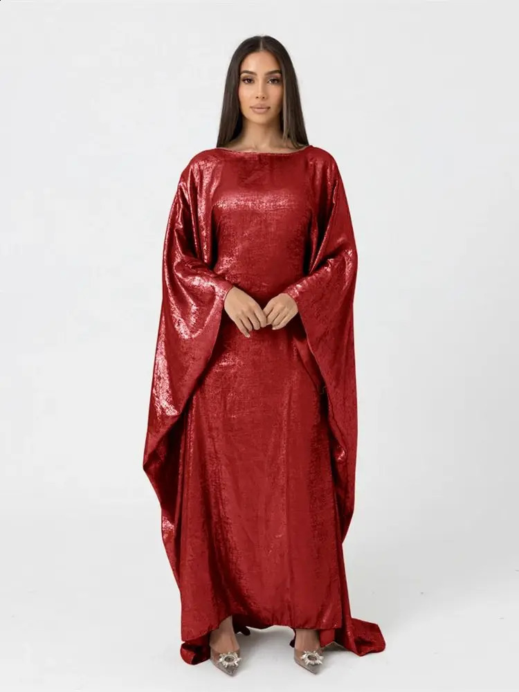 Batwing Butterfly Satin Khimar Abaya Dubai y Muslim Maxi Dress Kaftan Abayas Womens Ka Caftan Robe Tank Top 250411