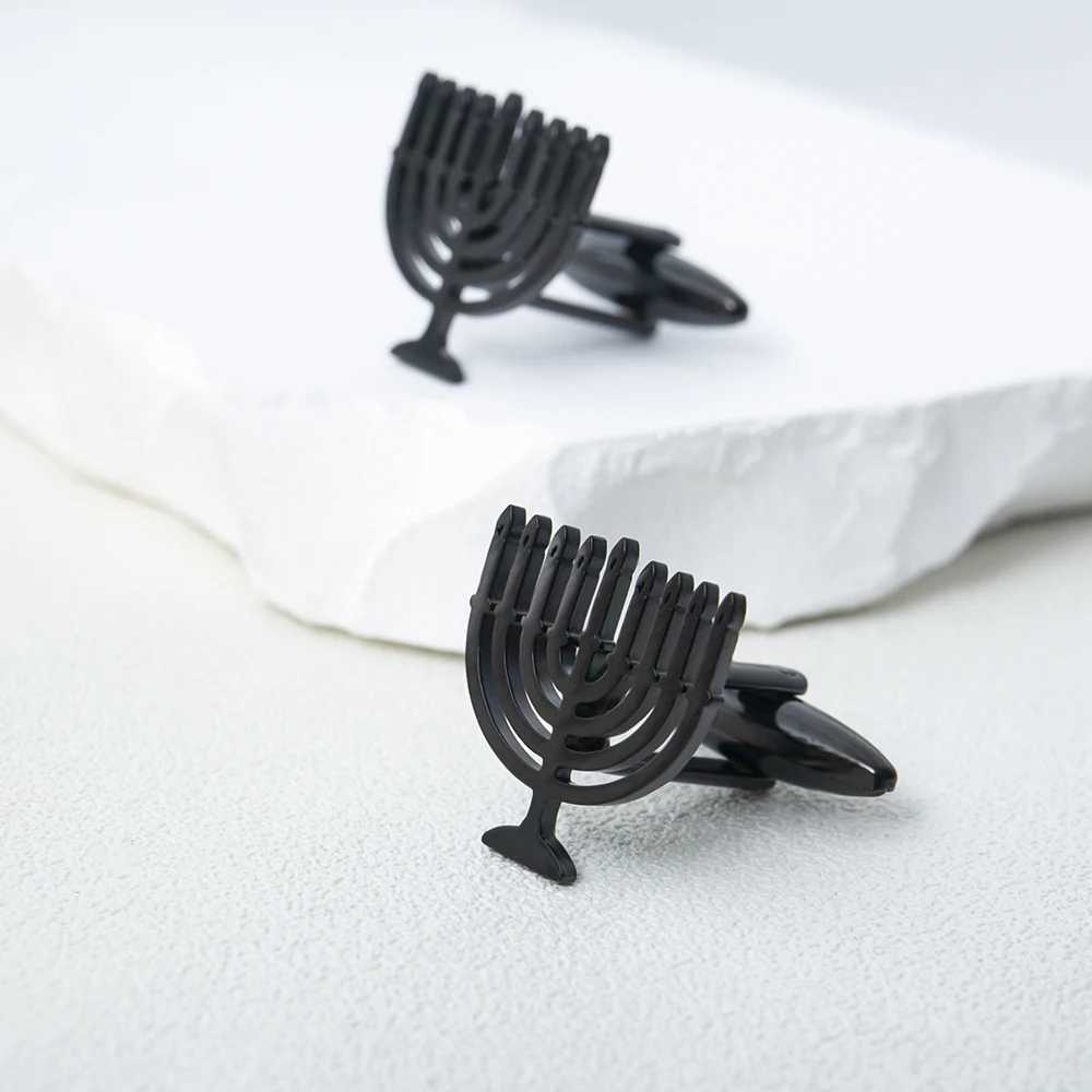 Je Menorah Mens Cufflinks Stainless Steel Shirt Set Button Cufflinks Gods Sabbath Wedding Accessories Religious JewelryT250412