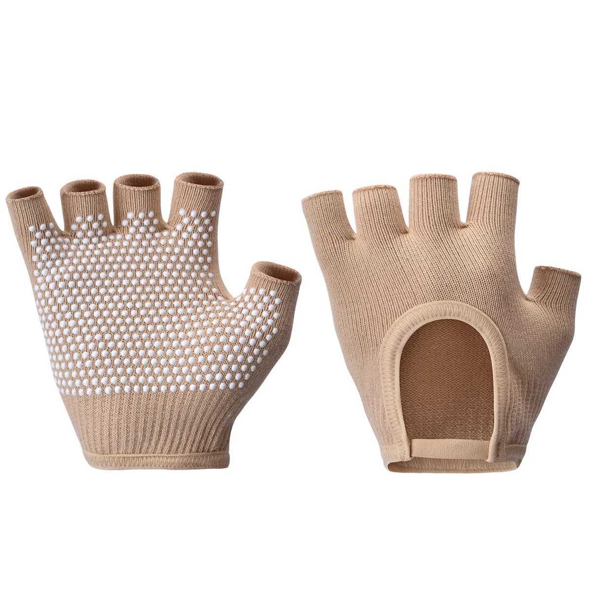 Women Anti-slip Yoga Gloves Cotton Fitness Half Finger Gloves Breathable Outdoor Cycling Bicycle Pilates Sports Fishing GlovesC250412