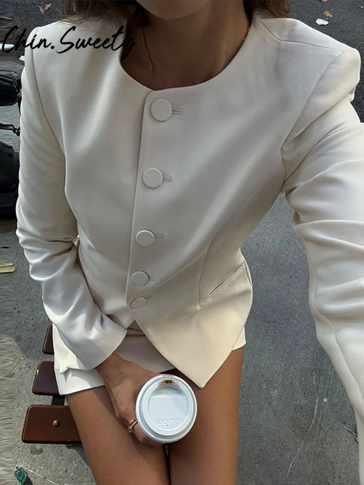 Urban Solid Blazer Skirt Set Women Slim O-neck Single Breasted Jacket Mini A-line Skirt 2025 Spring Elegant Lady Office Outfit 250411