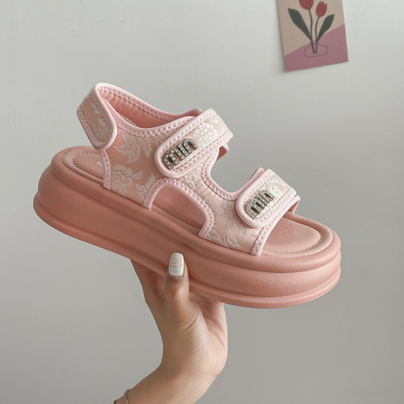 designer shoes 2025 new Women's thick-soled sandals Velcro beach sandals platform soles leisure and sporty sandals