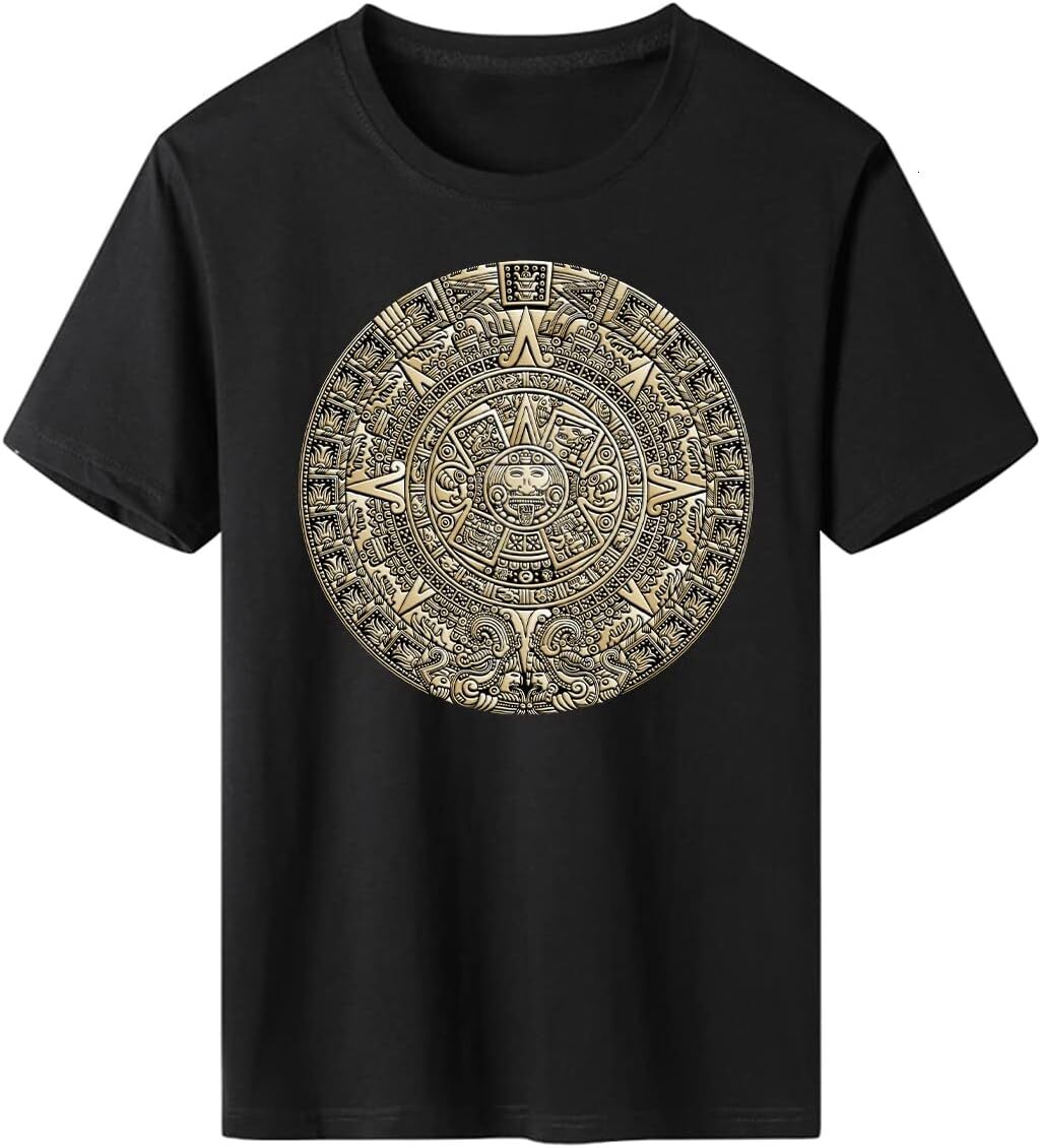 T shirt for Mens Mens Mexico T-Shirt Summer Short Sleeve Tees Tops Mayan Culture Theme Sweatshirt Realistic Graphic
