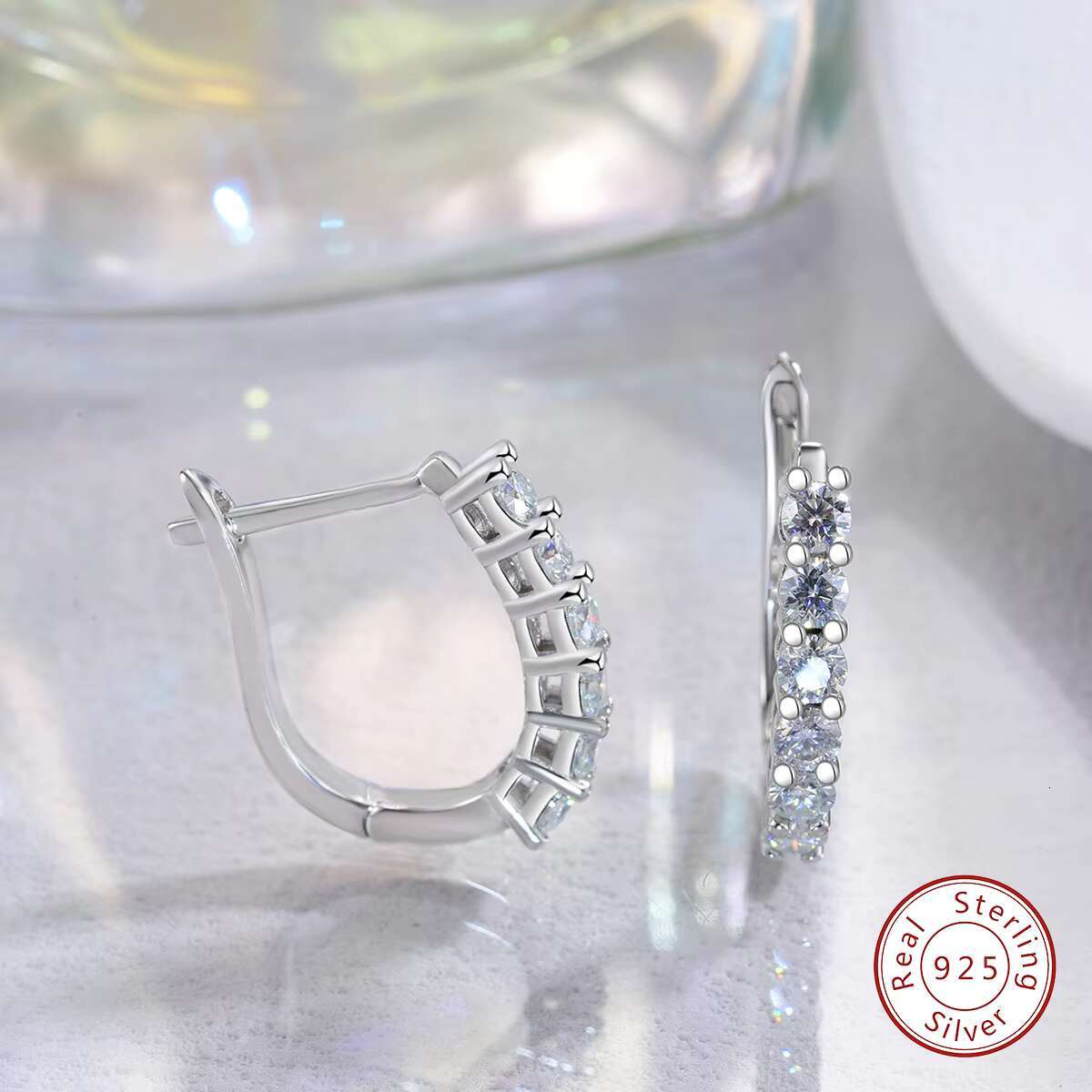 Real Wedding Diamond Moissanite Earrings for Women With GRA Certificate 925 Sterling Silver Huggie Hoop Earring Jewelry