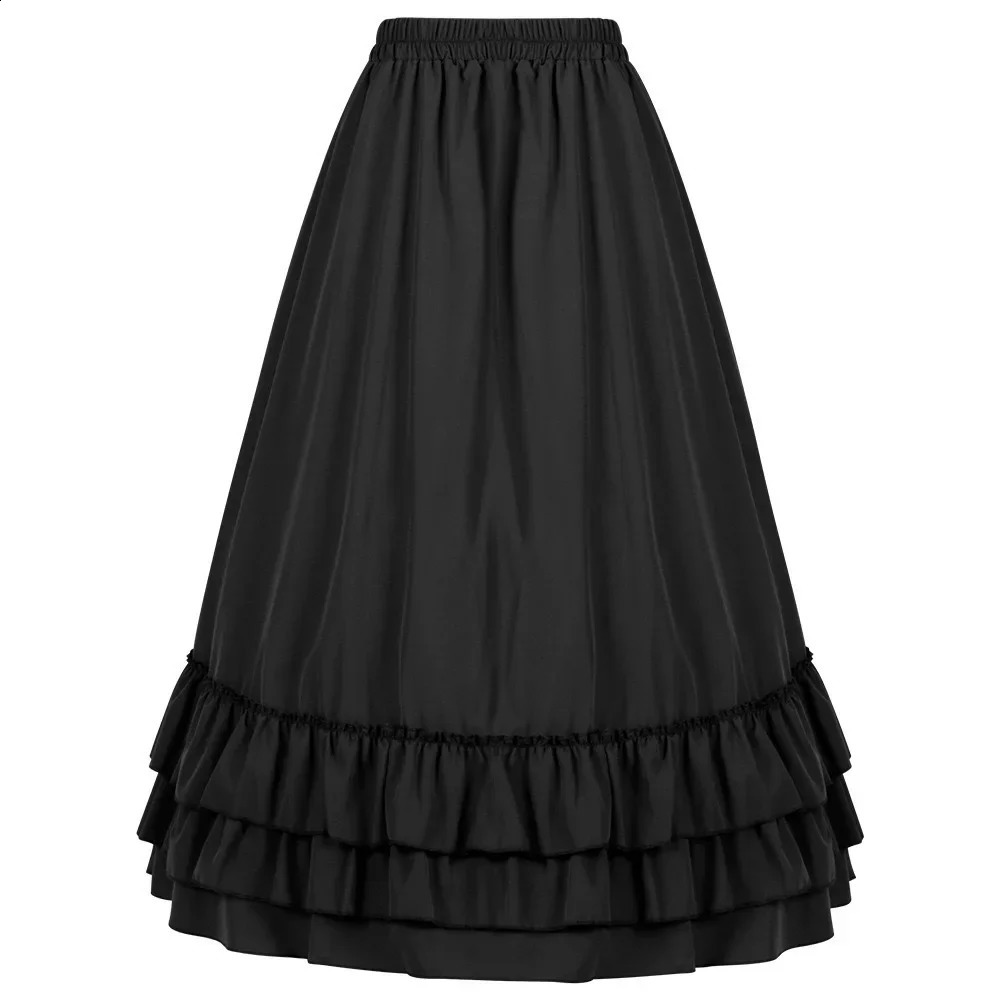 Cosplay Vintage Steampunk Dress Victorian Medieval Ruffled Satin Lace Trim Gothic Skirts Women Corset Skirt Pirate Costumes 250411