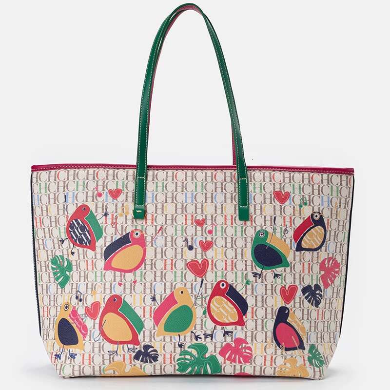 CH Shoulder Bag Ladies Cartoon Pattern Large Capacity Niche Brand Casual Fashion Handheld Can Load Shopping Daily Commuting