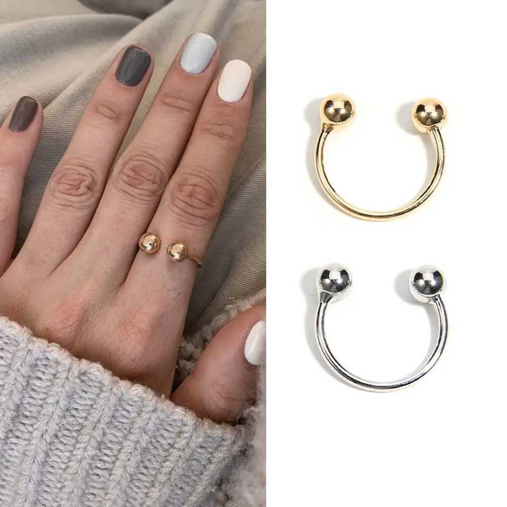 Party punk fashion open finger silver copper double ball mens copper ring jewelry joint ring unisexXJ250412