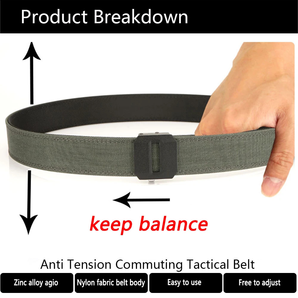 TUSHI Hard Tactical Belt for Men Gun Belt EDC Metal Automatic Buckle IPSC Nylon Outdoor Sports Girdle Male Military Belt 250407