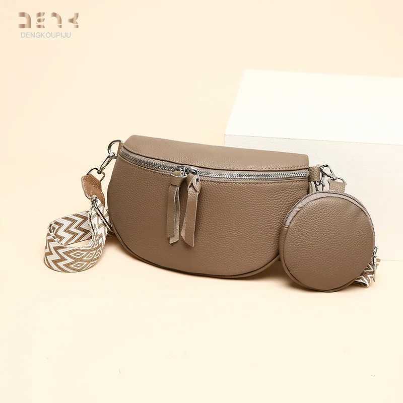 Leather womens single-shoulder crossbody bag top layer cowhide letter bag loose change chest bagT2511112