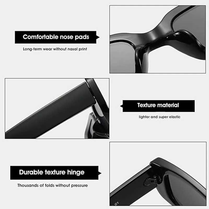 2Pcs/Set Rectangle Sunglasses for Women Retro Driving Glasses 90s Vintage Fashion Narrow Square Frame UV400 Protection Z250411