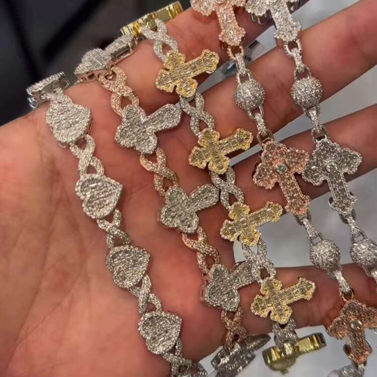Yu Ying Hip Hop Design Silver Bracelet Collection GRA VVS Moissanite Diamond Man/women Hiphop Jewelry