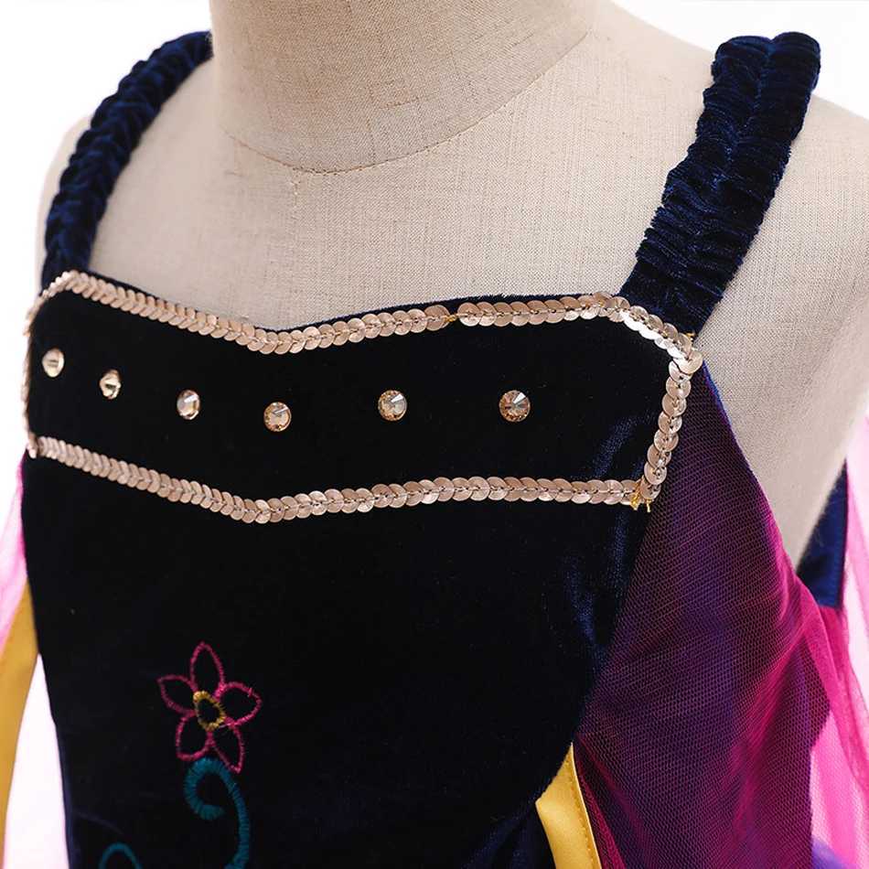 Disney Anna cosplay princess dress girl fantasy Vestido childrens birthday charm costume childrens Halloween carnival birthday party costumeXJ250411