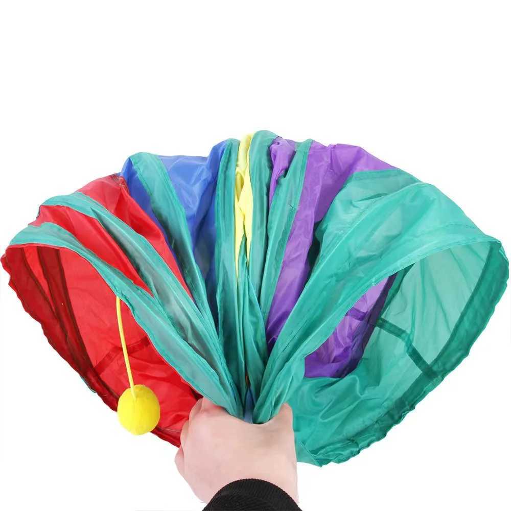 Foldable Cat Play Tunnel Pet Toys Connectable Cat Tunnel Cat Tube Toys Foldable Drilling Toys Colorful Pet Toys Y250412
