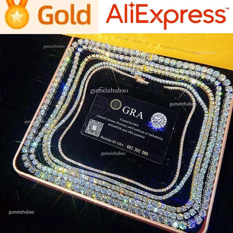 Hip Hop Inspired Moissanite Tennis Chain - Durable Sterg Sier & Gold for All Genders