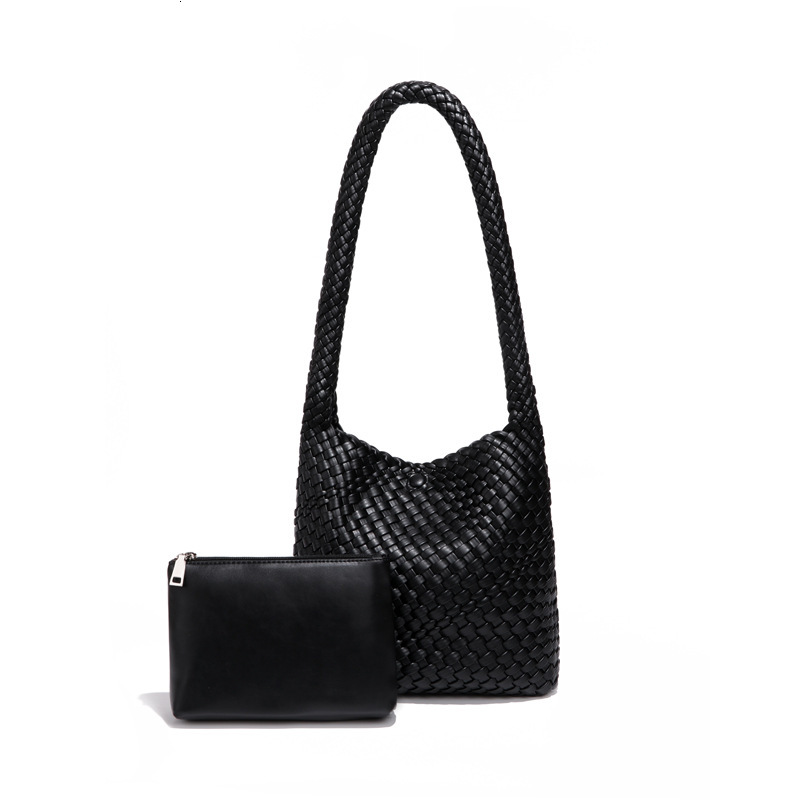 2025 New Woven Bag Women's Fashion PU Leather Female Bag Designer Shoulder Handbag