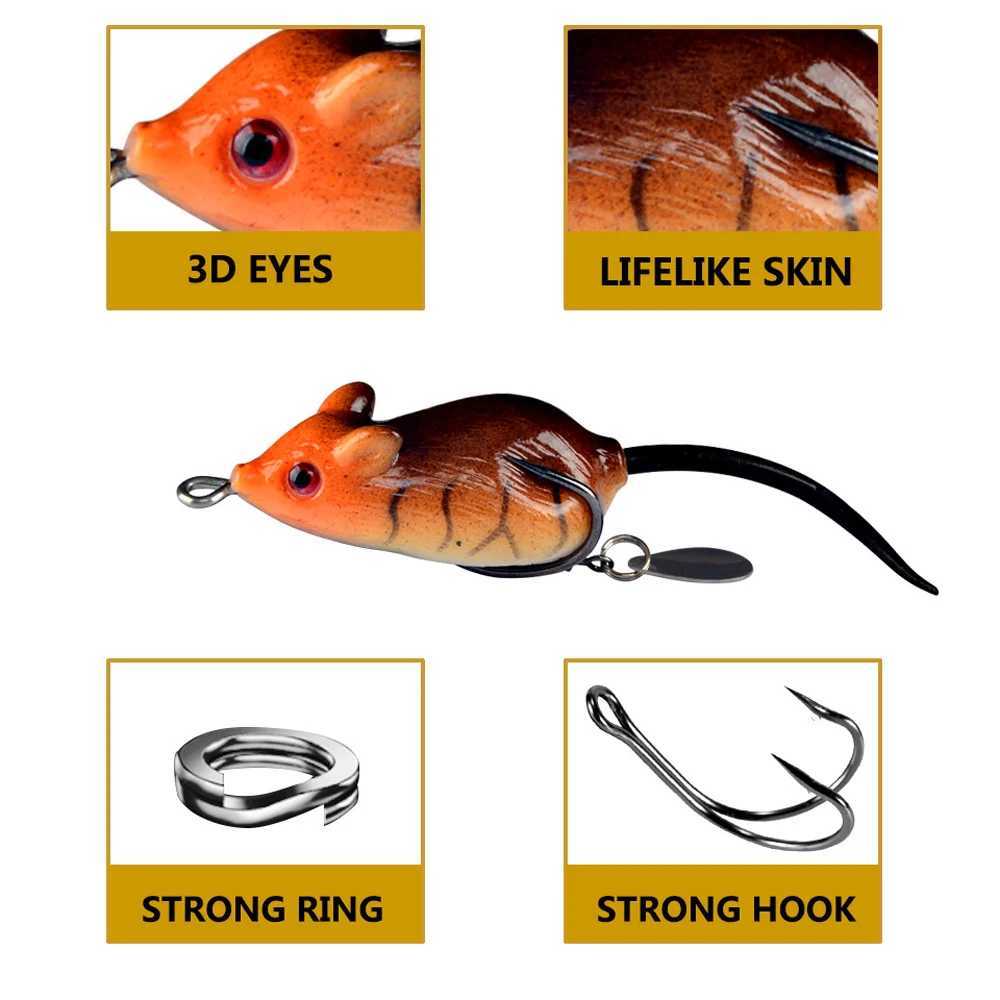 3D Eyes Soft Mouse Bait Bells Sound 5.5/6cm 10.5/11.5g Fishing Lure Frog Silicon Artificial Set Sea Swim Bait Fishing Tackle Z250411