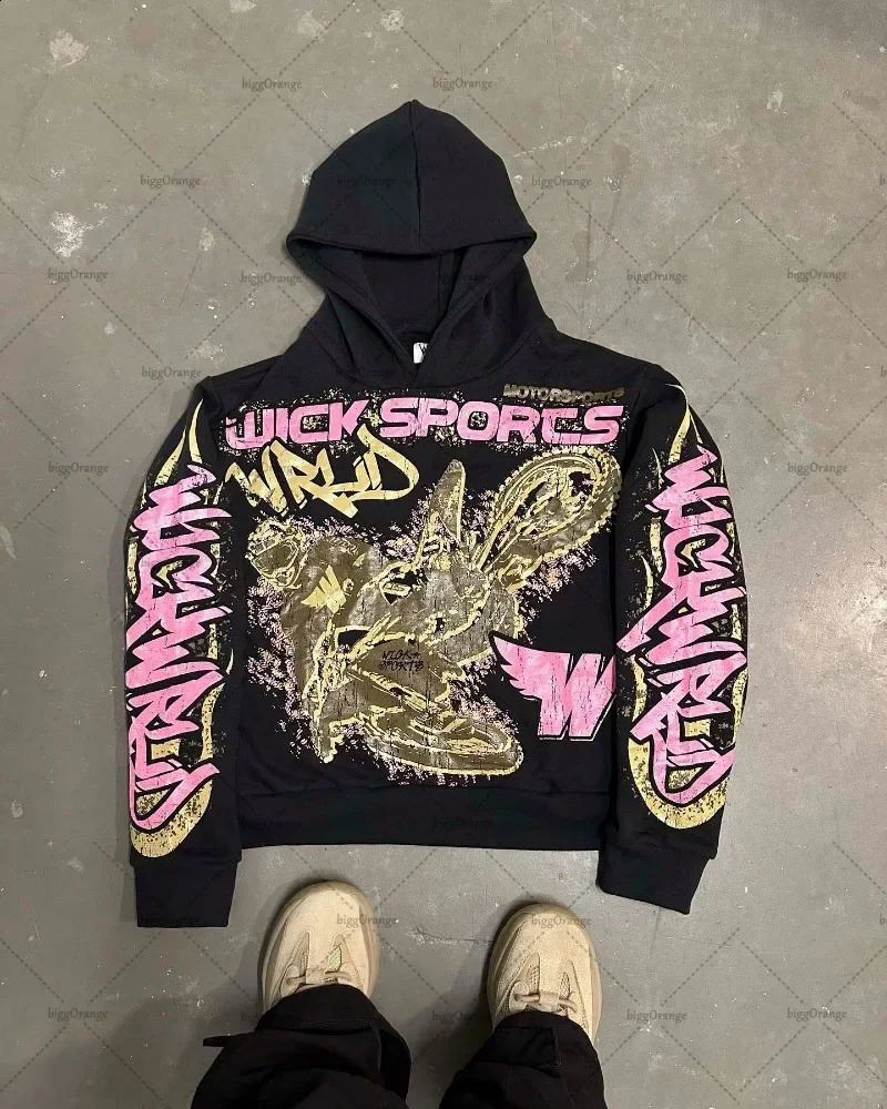Gothic trend letter printing oversized mens hoodie Y2K street hip-hop Harajuku loose zipper womens sweater 250411