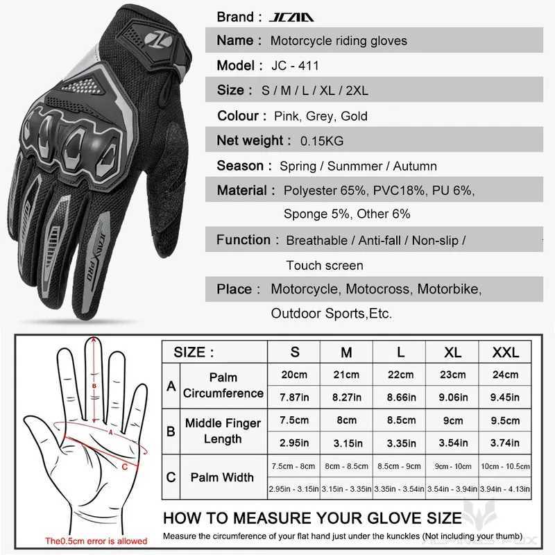 Lightweight Comfortable Summer Motorcycle Gloves Full Finger Touch Screen Compatible Unisex for Moto Riding and Cycling GuantesW251112