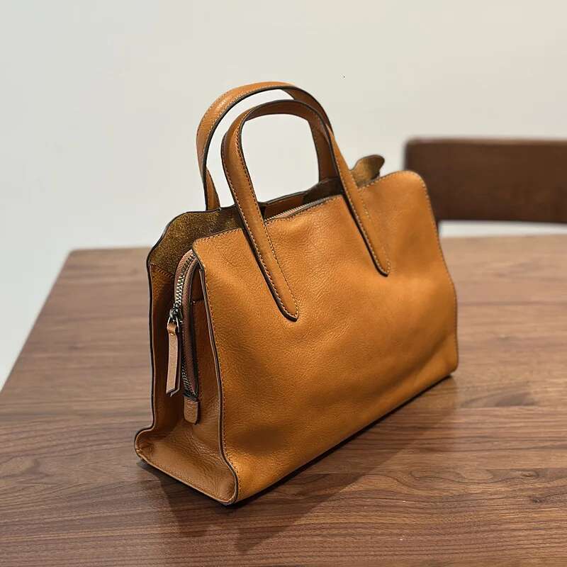 2025 Spring New Handbag Genuine Leather Casual Versatile Tote Soft Cowhide Women's Shoulder Crossbody Bag