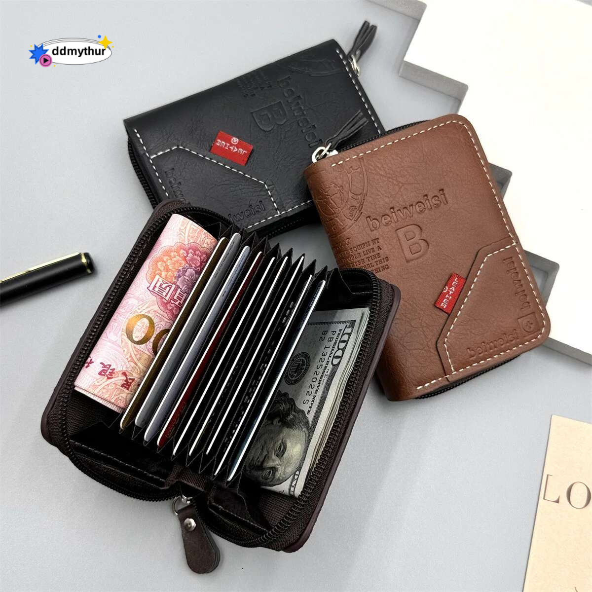 11 Detents Cards Holders PU Business Bank Credit Bus ID Card Holder Cover Coin Pouch Wallets Bag Organizer ddmythur