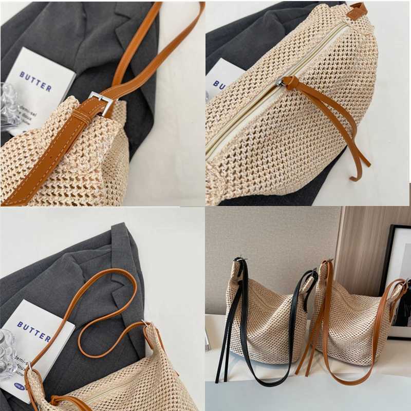 Luxury design Str womens large capacity handbag casual womens shoulder cross body bag solid color womens handbag summer beach walletXJ250412