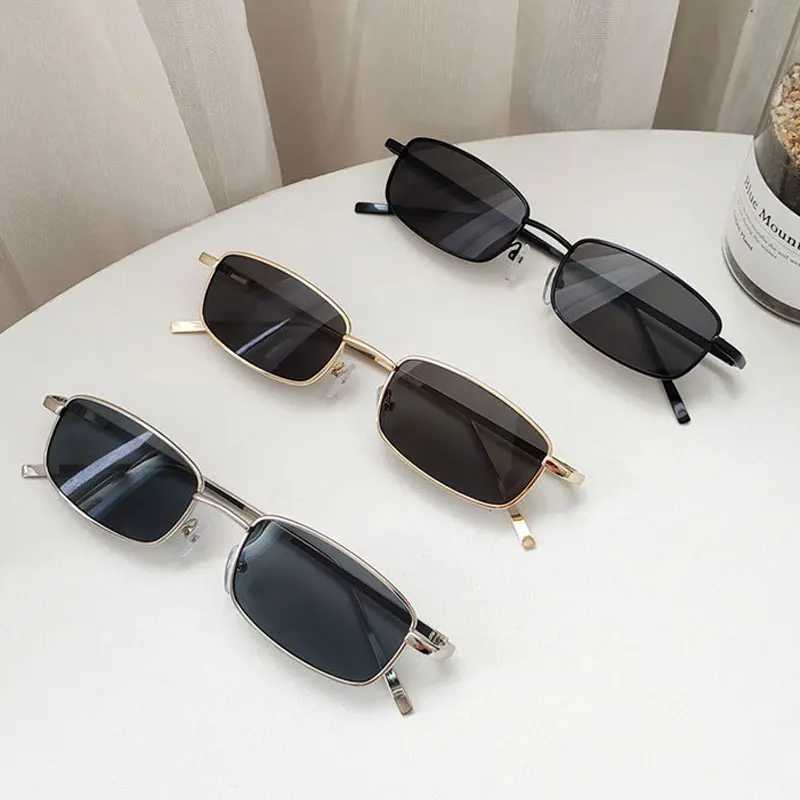 Fashion Small Rectangle Sunglasses Men Women Vintage Square Driving Sun Glasses Luxury Brand Metal Frame EyewearC250411