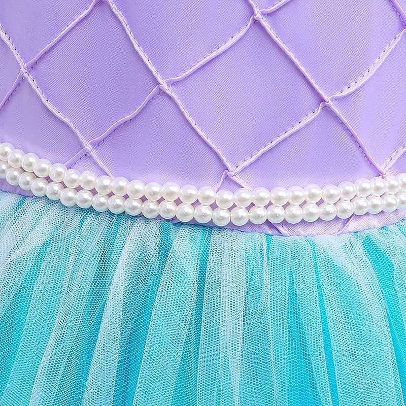 Disney Fantasy Little Mermaid Dress for Girls Carnival Halloween Role Play Childrens Lace Tail Princess Ariel Party Performance CostumeXJ250411