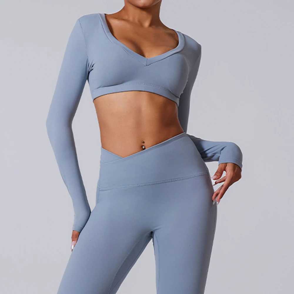 Yoga Long sleeved Womens Gym Fitness Wear T-shirt Long sleeved Crop Top Yoga Shirt Female Push Up Workout Single Piece Top J251112