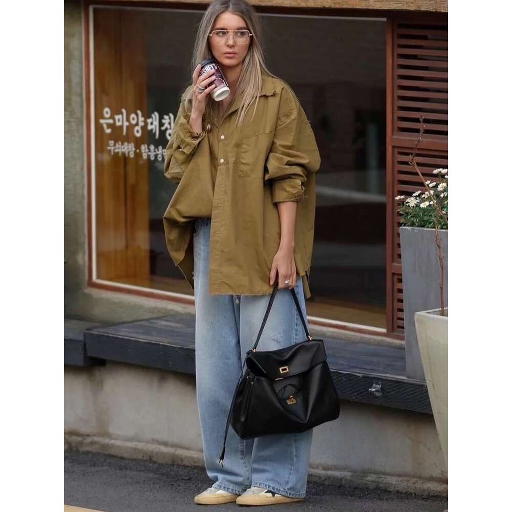 New Rodeobag Leather Kelly Women's Large Capacity Advanced Lock Fashion High Sense Tote Bag