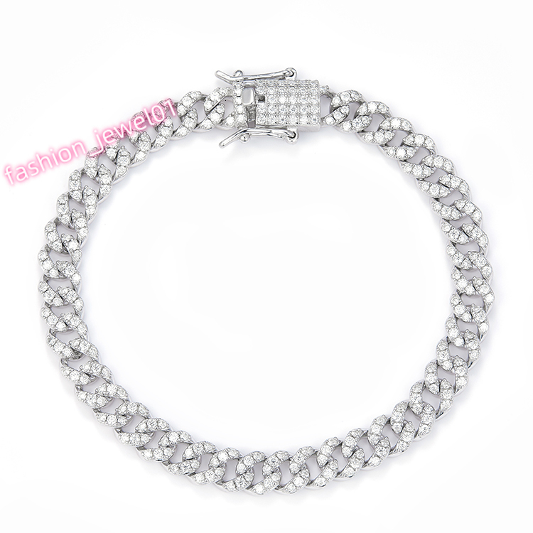 Hip Hop Wholesale Single Row 6mm 925 Wide Cuban Link Necklace with Moissanite Diamond Cuban Chain Jewelry