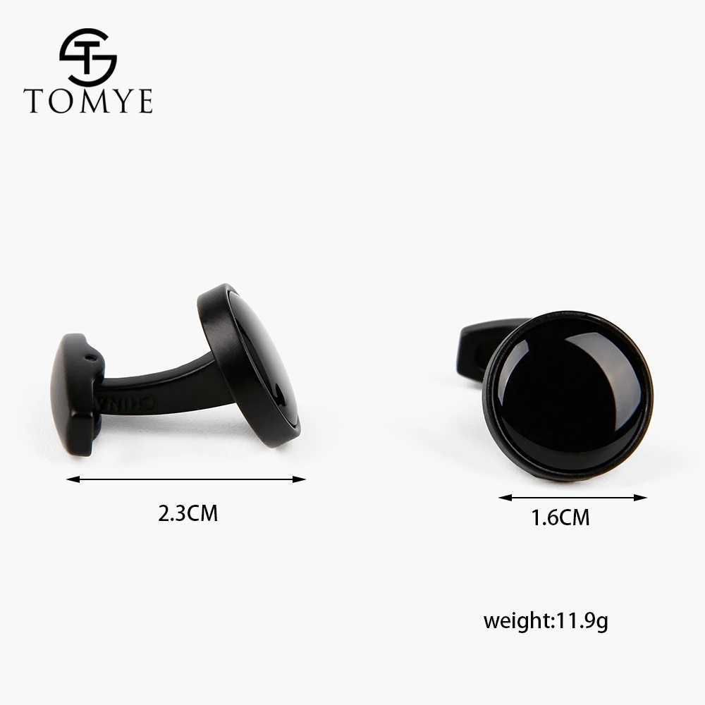 TOMYE matte black circular groove custom enamel unique mens shirt cufflinks XK19S123T250412