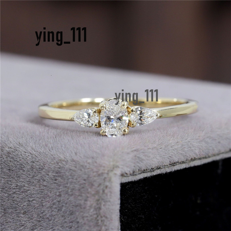 Jewelry Three Stone Engagement Ring 5.0*3.5 MM Oval Shaped Lab Diamond Ring Classic Wedding Band Ring Anniversary Gift Ring For Her