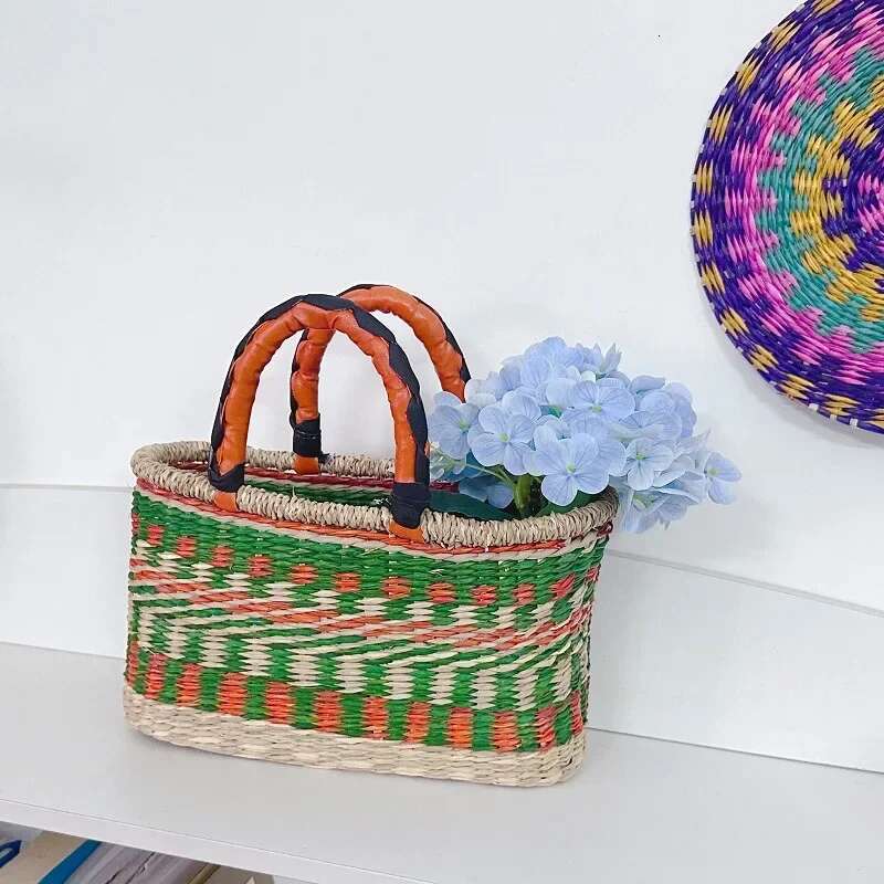 Seaweed Weaving Hand Nordic Beach Vegetable Basket African Element Wind Handheld Bag