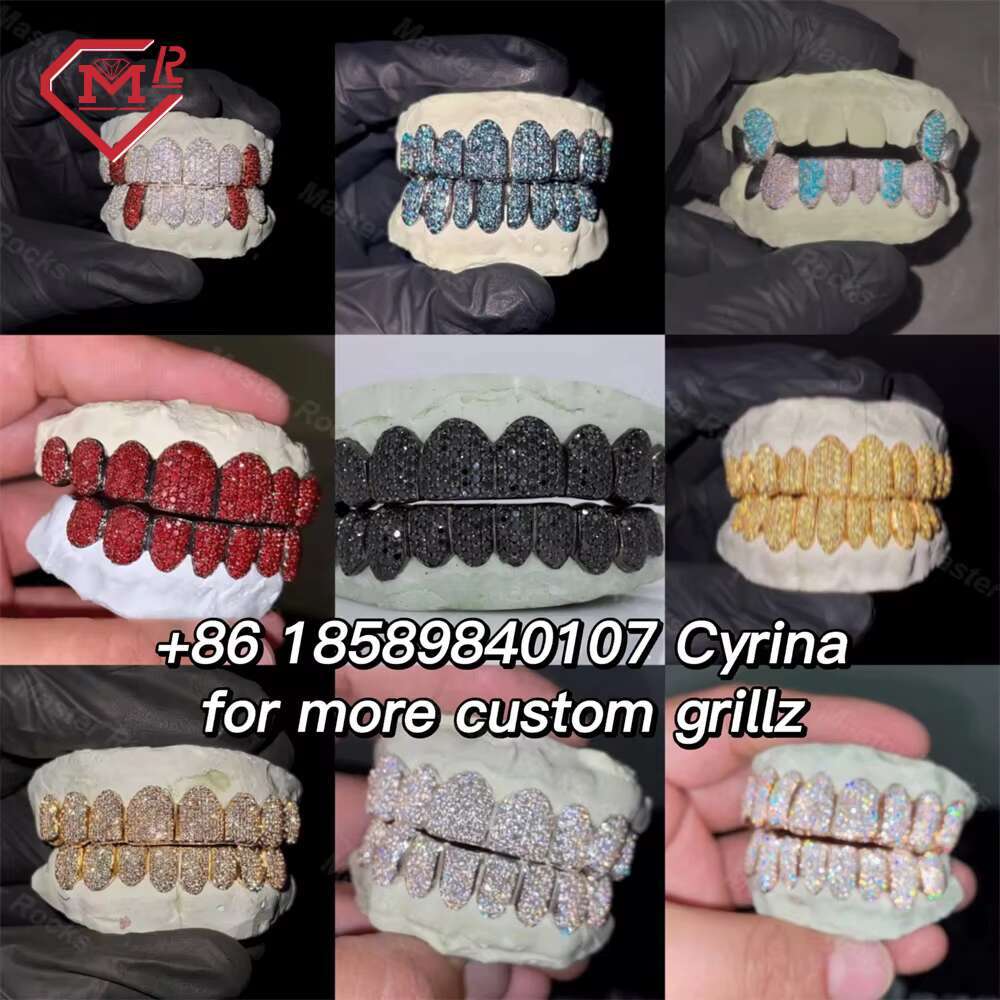 Custom Made Teeth Grillz Jewelry Vvs Moissanite Diamond Tooth Grillz 10k 14k 18k Gold Silver Iced Out Grillz for Teeth