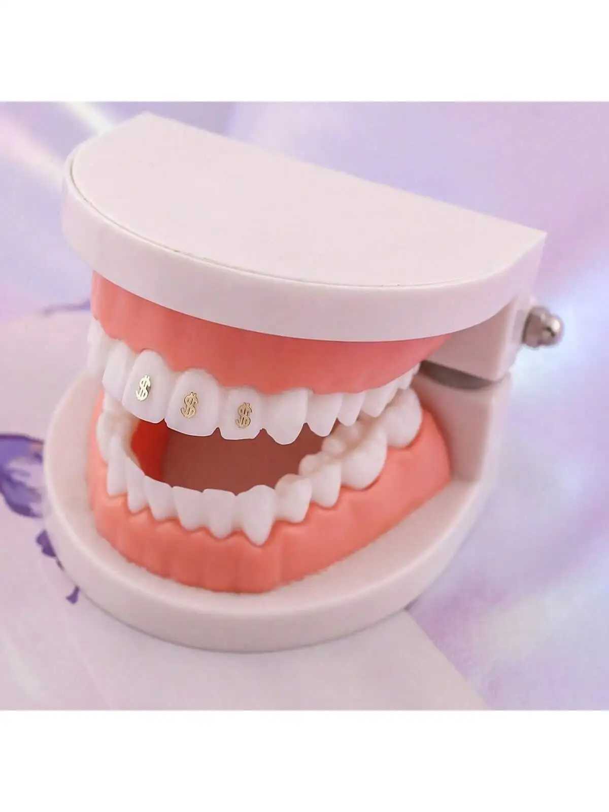 Exquisite dollar symbol teeth metal foil teeth Grilz teeth jewelry decoration alloy hip-hop style sparkling jewelry W250412
