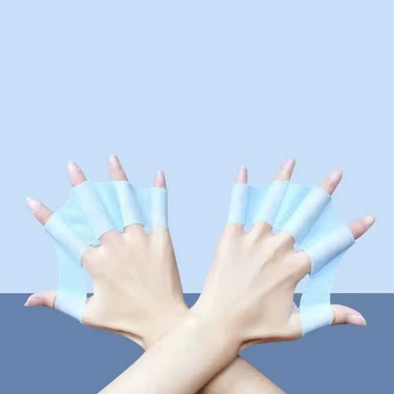 Silicone swimming finger flip mens childrens swimming pool sports professional training finger net diving glove accessoriesY250412