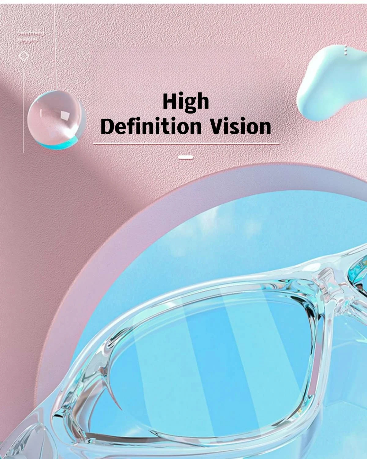 Swimming Goggles Large Frame Mens Womens Teenagers Fresh Pink Swimming Gear HD Waterproof Anti-fog Swimming Goggles 250411